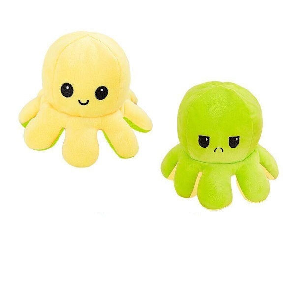 Doll Flip Octopus (gul + grön 30 cm)