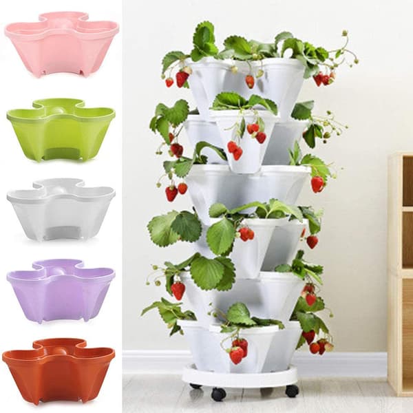 Lagerplanter i 3D Jordgubbsdesign, Blomkruka i Plast