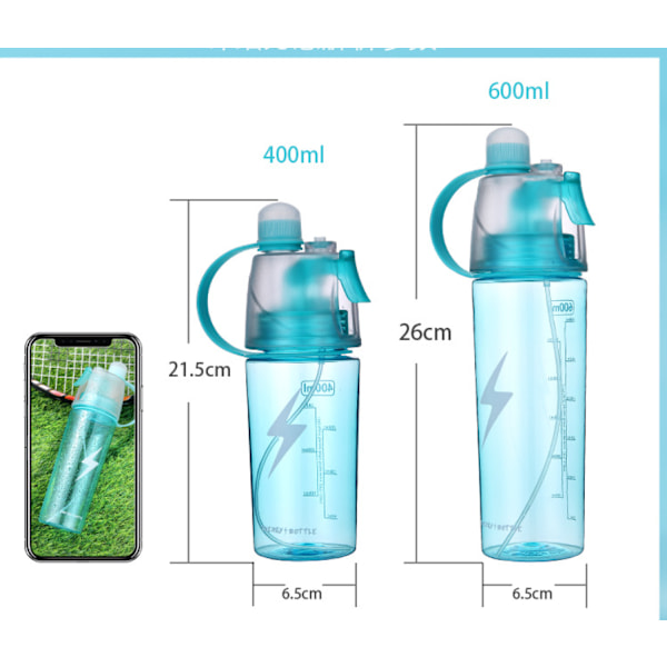 Kopp Utomhussport Spraykopp Barn Vattenkopp Fitness Stor kapacitet Studentpresentmugg (Himmelsblå) 600ML