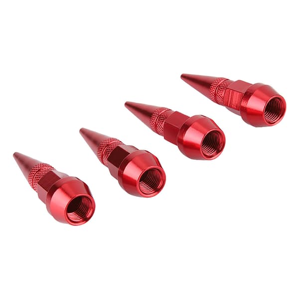 Röda Ventilkåpor i Aluminiumlegering med Spets för Däckventiler