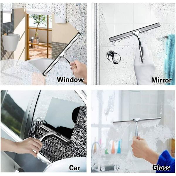 Rustfrit stål, zinklegering, glasrensebørste med krog, glasrengøringsværktøj, til hjemmekøkken, toilet, badeværelse