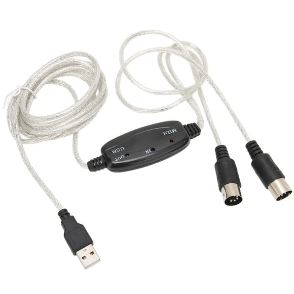 USB till MIDI-kabelomvandlare 16 kanaler PC till synthesizer 2 i 1 MIDI-adapter för Windows-dator