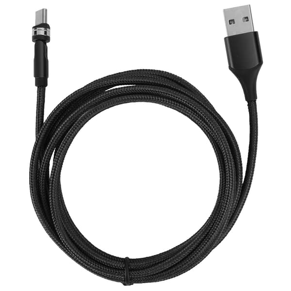 3 i 1 Magnetisk USB-ladekabel 360 Graders Rotasjon Type C Micro USB Hurtiglading 1M Svart