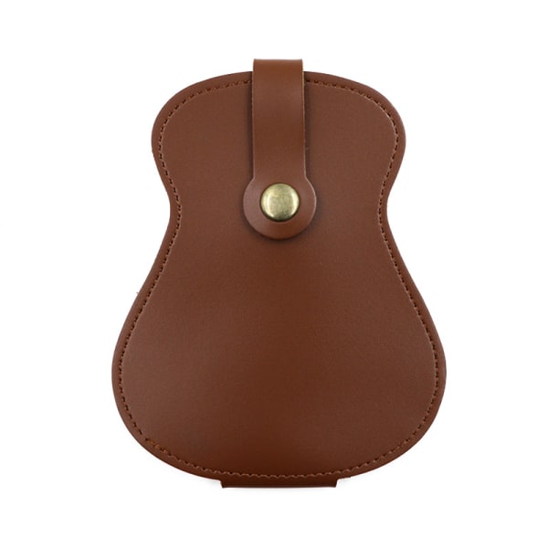 【XiYa butikk】Lær Gitarplukholder Etui, Håndlaget PU Lær Gitar Plectrumholder med 18 Spor for Gitarplektere Dark Brown