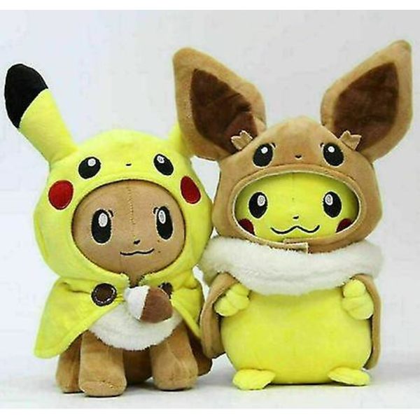 12&quot; Pikachu Eevee Cosplay Plys Dukke Teddy Fyldt Blødt Legetøj Børnegave 2 stk.