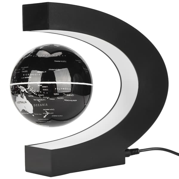Flydende magnetisk levitationsglobus med LED-lys - C-formet base (US-stik, 100-240V)