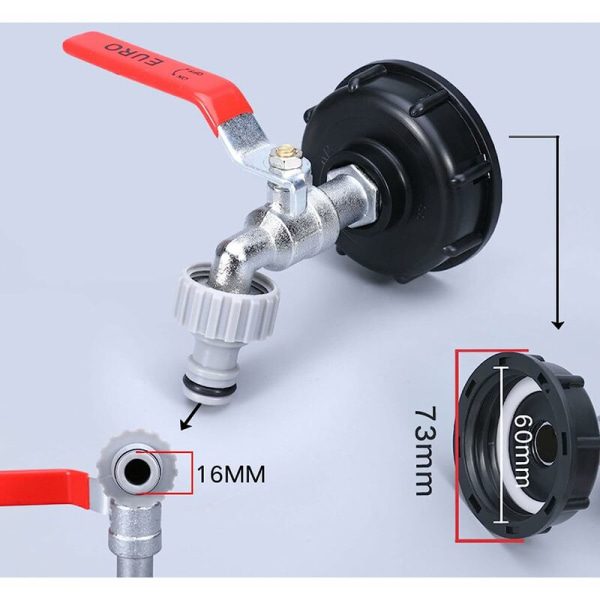 Kulventil, reservdelar mässingstankadapter S60X6 IBC gänganslutning Ventilbeslagsdelar, kran trädgårdsslanganslutning