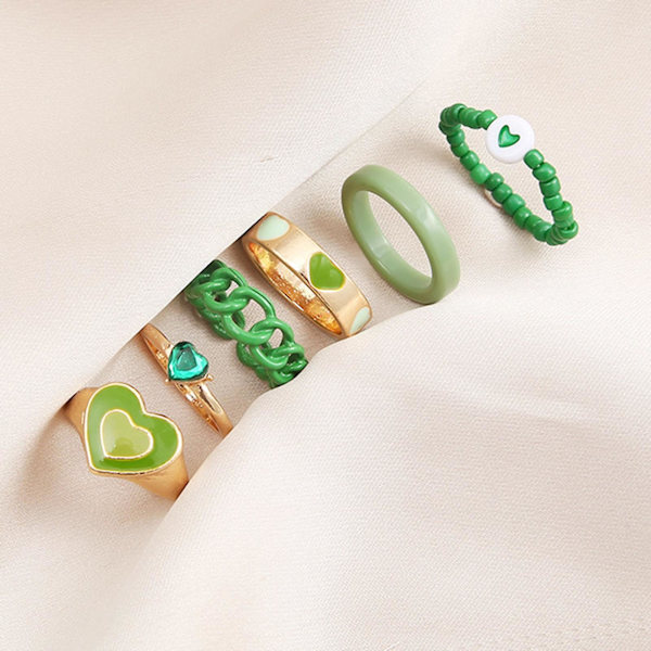 1 Set Knuckle Rings Heart Stackable Women Exquisite All Match Finger Rings For Party H