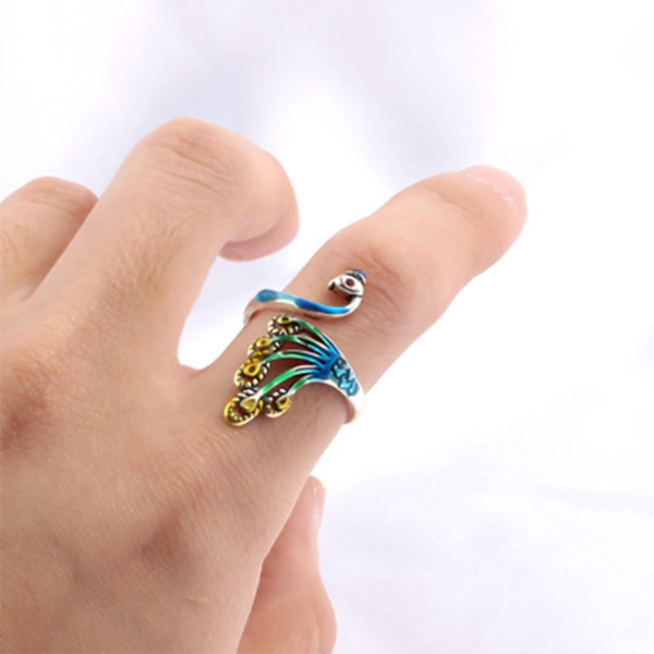 Hæklet løkke Peacock Design Justerbar syning Ring Bære fingerbøl strikkeudstyr til husholdningen 3
