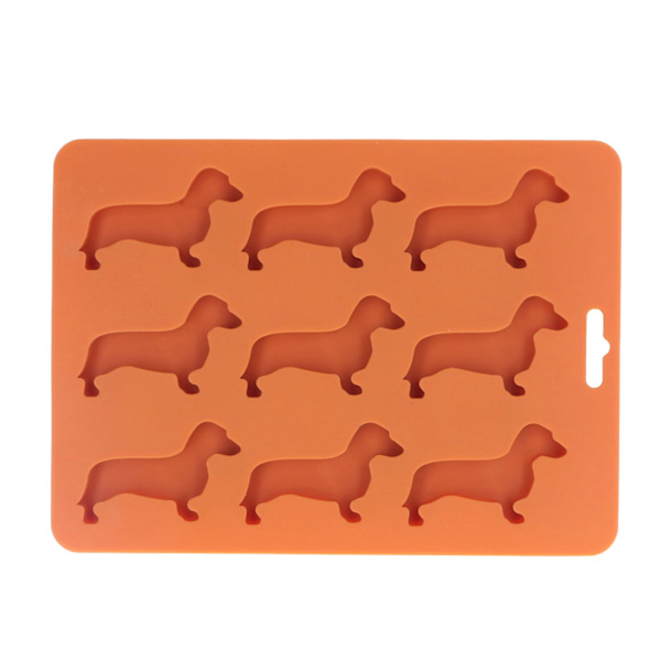 Hundeformet silikonisbitform for sjokoladefargestifter, lys, yoghurt