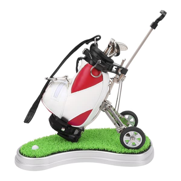 Skrivebords Golf Pennesett 3 Penner Mini Bag Sink Legering Base Rød Hvit