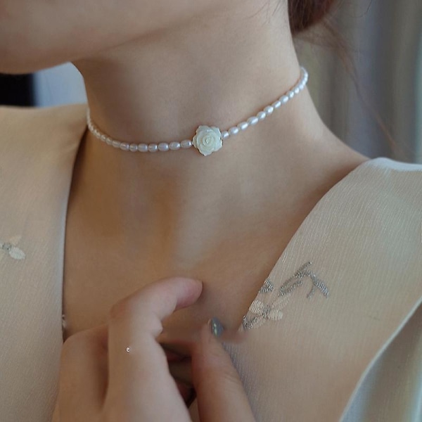 Halsband Pearl Rose Choker Girls&#39; Modesmycken Ac3241 A650