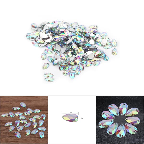 200 st Drop Shape Resin Flatback sömnad Rhinestone med dubbla hål dekoration