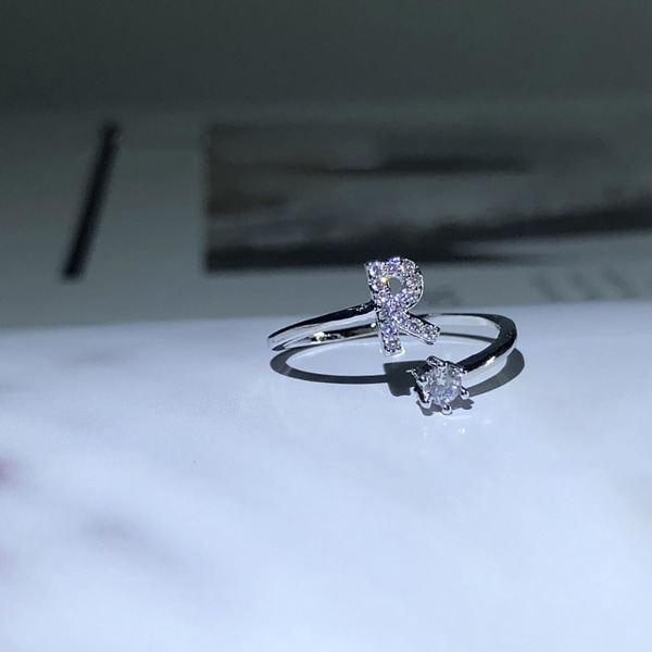 Ring Justerbar Open End Koppar Brev Kvinnor Finger Smycken För Dejting P