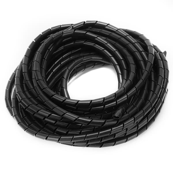 Spiral Ledningsvikling Fleksibel Kabelorganisator 8mm 10 Meter Sort til Kabler