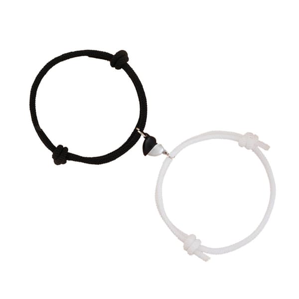 Magnetiske Par Armbånd Justerbar Hjerteform Urrem Matchende Sort Hvid