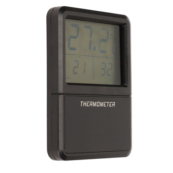 LCD Digital Akvarium Termometer Högtemperaturtålighet Dold Knappdesign Svart