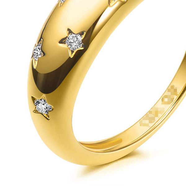 Ring Stjerne Delikat Legering Guld Farve Pentagram Ring til ferie US 8
