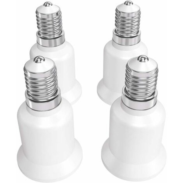 Sokkeladapter - E14 til E27 Sokkelkonverter - E27 baselampeholder Adapter til Halogen LED pære 4 stk.