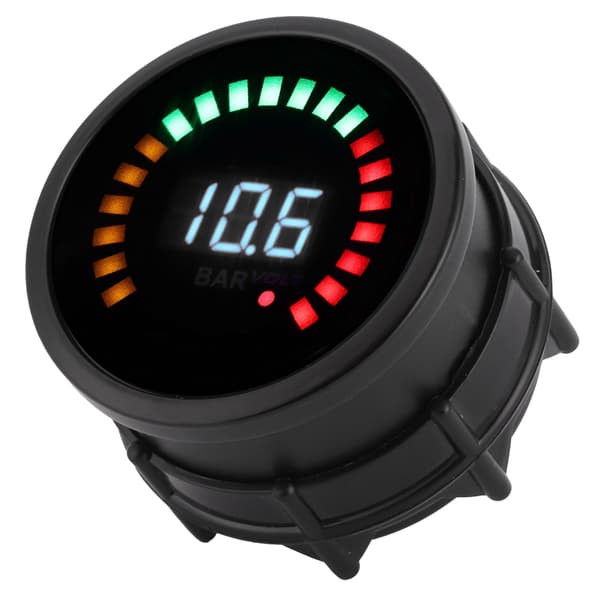 Universal Turbo Boost Måler Voltmeter 52mm LED Digital Display 12V 2 i 1 Måler Sort Skive
