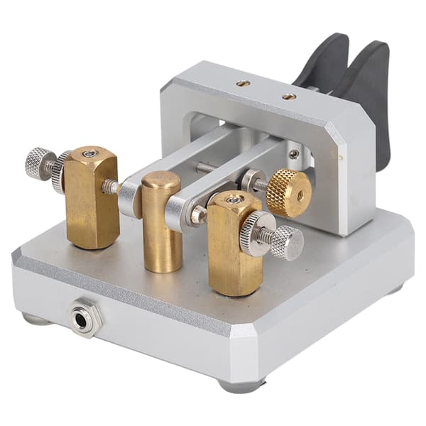 Morse Code Key Dubbel Paddel Automatisk CW Kortvåg Telegraf Tapper Träning Silver