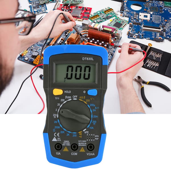 Bärbar LCD Digital Multimeter AC DC Spänningsströmtestare DT830L