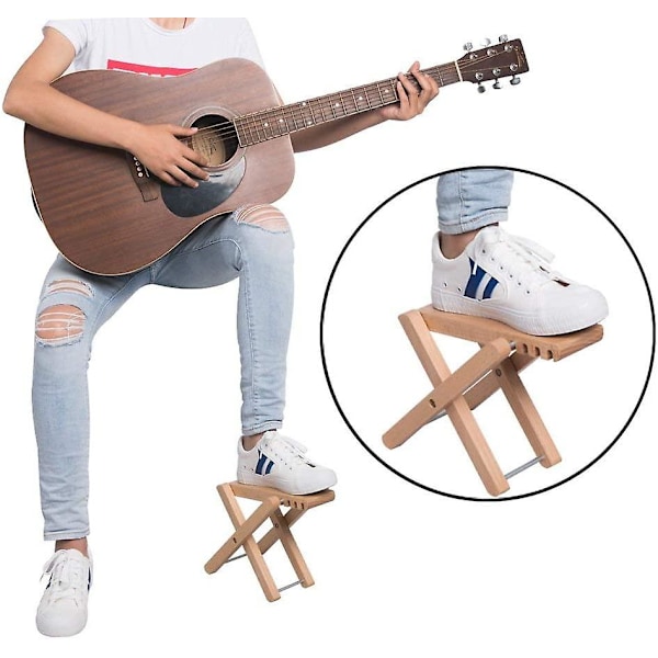 Gitarr fotstöd, naturligt trä