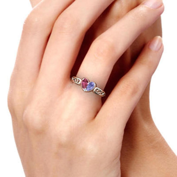 Naiset Faux Ruby Ametisti Love Heart Vihkisormus Korut Ystävänpäivä Lahja White Gold US 9