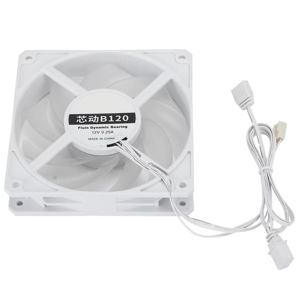 B120 12CM Hvid Støjsvag CPU Køler 77CFM 2400RPM 12V PC Blæser