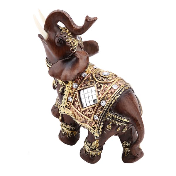 Elefantstatue i trælook - Feng Shui velstandstatuette til hjemmet
