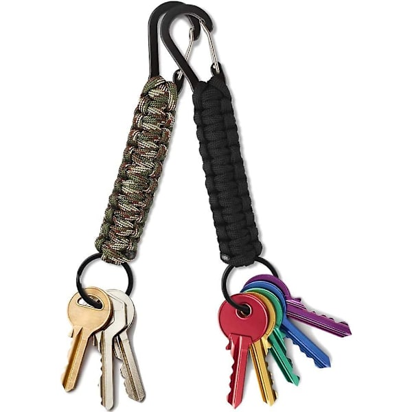 5-delad Paracord nyckelring med karbinhake Flätat rep med nyckelring och karbinhake utomhus Paracord nyckelring för cykling Bergsklättring Camping Vandring