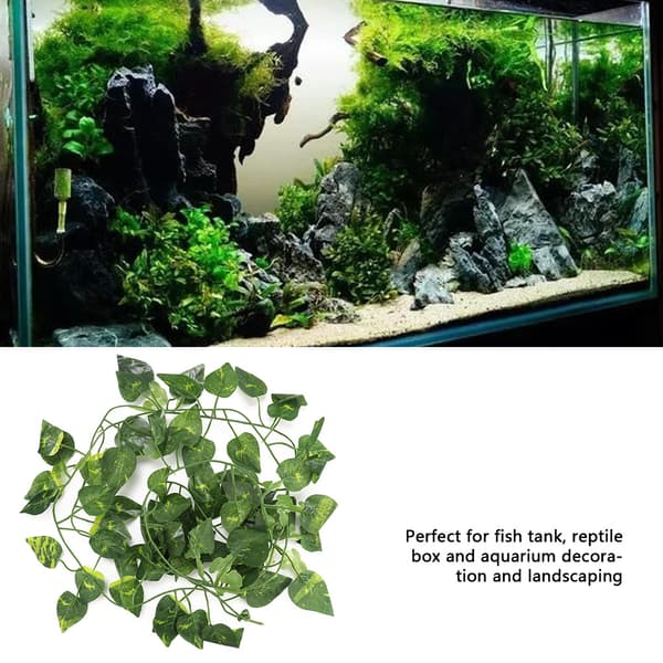 Konstgjorda hängande rankor Scindapsus-blad 210 cm lång reptilhabitatdekor
