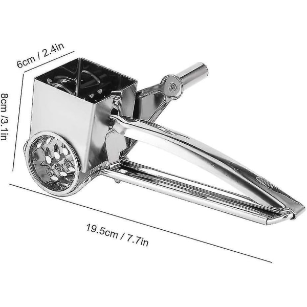 Ruostumattomasta teräksestä valmistettu juustoraastin Käsin pyörivä juustoraastin