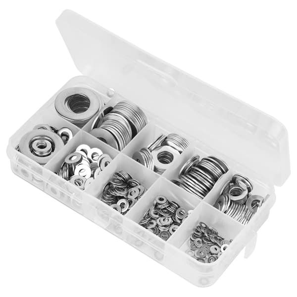 580 Brickor Rostfritt Stål Bricka Sortimentslåda M2 M2.5 M3 M4 M5 M6 M8 M10 M12 Platt Packningsset