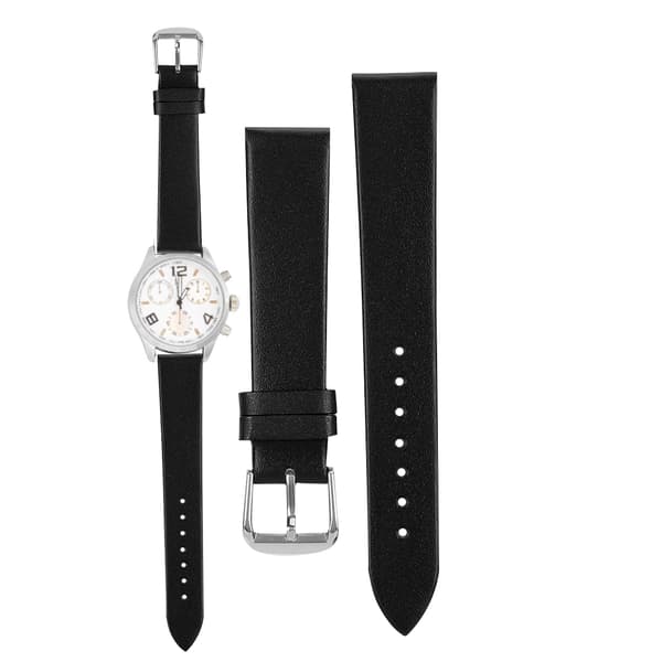 PU Læder Universal Unisex Spænde Urrem Udskiftningsbånd 19mm Sort