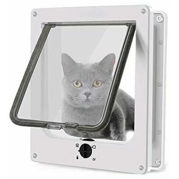 Kattdörrar, 4-vägs roterande lås Magnetisk kattlucka för katter, kattungar och kattungar, uppgraderad version M Svart, 19*5,5*22)