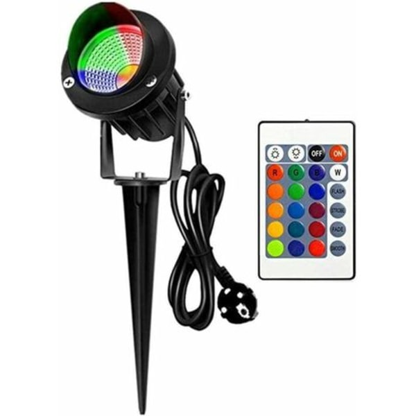 Puutarhavalot, 10 W COB maisemakohdevalo, värikäs RGB-valaistus kaukosäätimellä kaukosäätimellä ulkokohdevalo, Ga