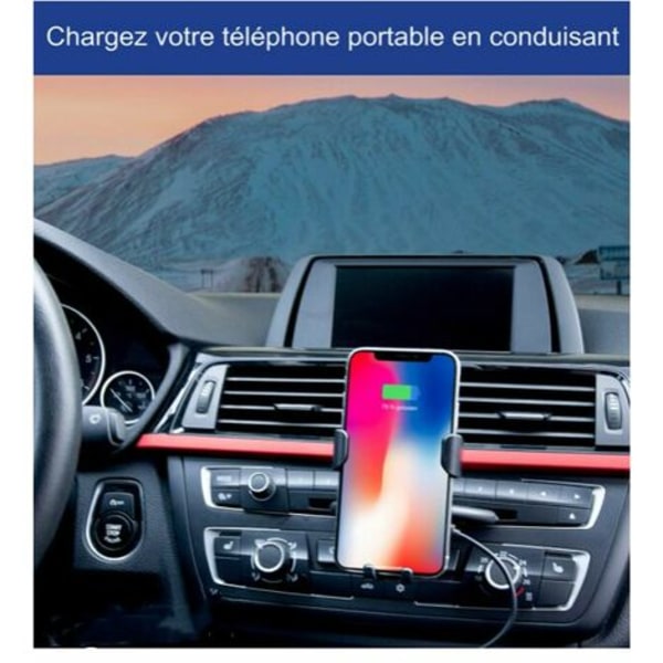 Trådløs biloplader, bilinduktion trådløs oplader Telefonholder til CD-slot, Iphone, Samsung, Huawei, LG(Sort)-