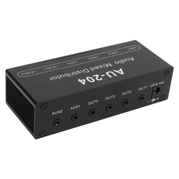 Stereo Audio Splitter Box Mini Forforstærker Hovedtelefonforstærker 2 Input 4 Output 3.5mm