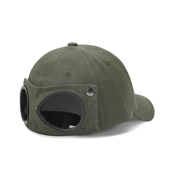 Unisex Pilotglasögon Glasögon Cap Harajuku Hip Hop Solglasögon Peaked Hat Army Green