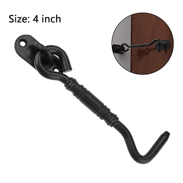 Piao 1 styks stormkrog i rustfrit stål dørkrog Dørlås Vinduesfang Kabinedør Portlås med 4 stk. monteringsskruer Black 4 inch