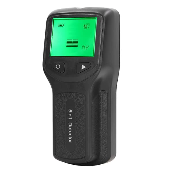 5 i 1 Stud Finder Vægscanner Sensor - HD LCD-skærm, træ, AC-ledning, Center, Kant (sort)