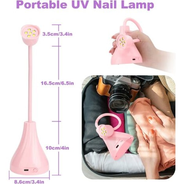 UV-lampe negletørrer, 18W LED UV-lampe negletørrer Quick Dry Negletørrer med 60'er timer Bærbar 360° Rotations Negletørrer UV Na
