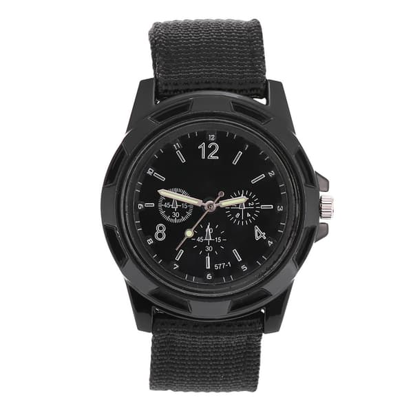 Militär Nylonrem Analog Digital Klocka Svart