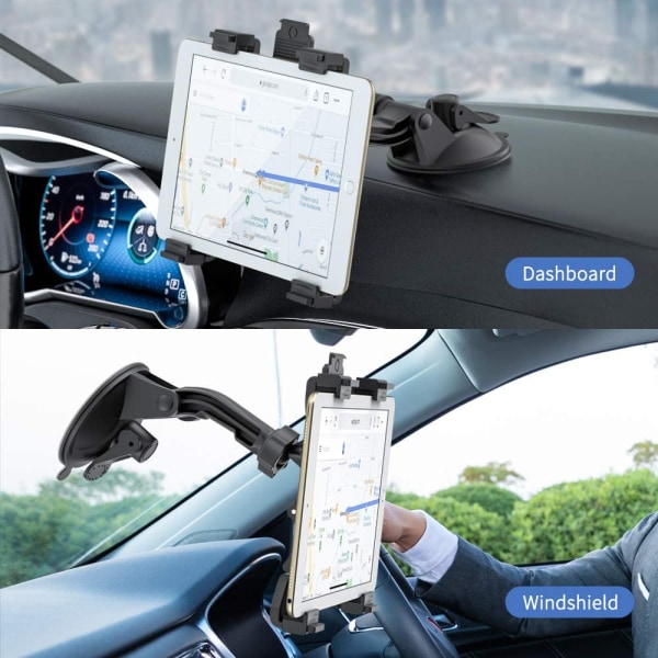 Universal Car Dashboard Tablet Holder, 360 graders rotation, TPU sugekop limstift, kompatibel med iPad Mini 4/3/2/