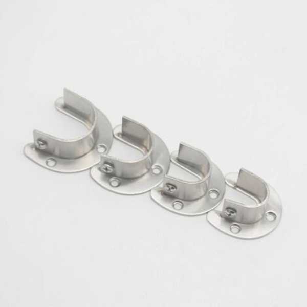 4-pack Gardinstångsfäste, rostfritt stål garderobsstångsuttag, garderobsstång U-formad klämstångshållare 52*45 mm, innerdiameter 28 mm (silver)，Fonep