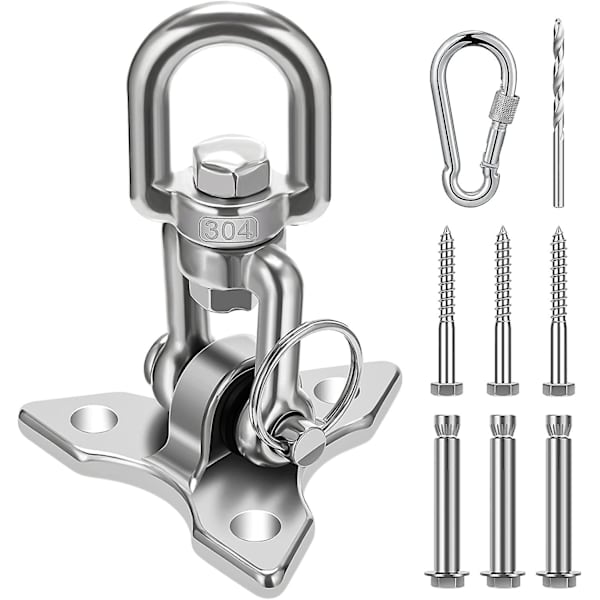 Awroutdoor Takkrok med Sus304 rostfritt stål 450 kg Kapacitet 360 rotation, takset Trä Betong Hängmatta Hängkrokar Kit med karbinhake A