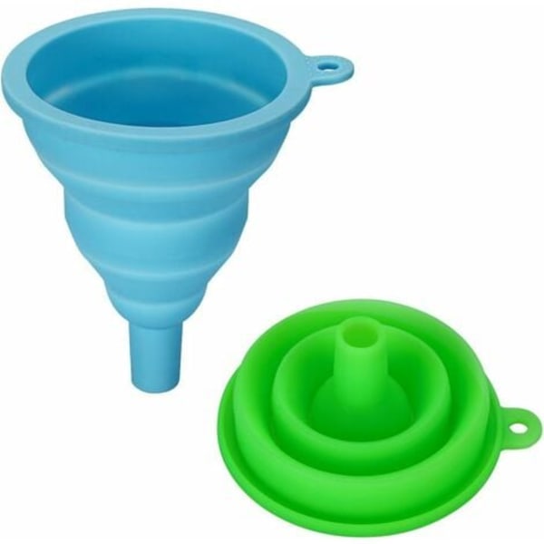 Pakkaa kokoontaitettavat silikonisuppilot, taipuisa/taitettava/keittiösuppilo kapealle ja leveäsuiselle vesi- ja nestepullolle