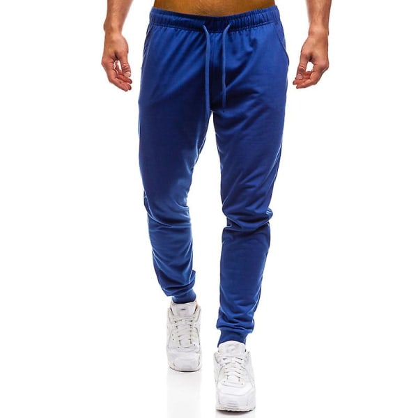 Solida, elastiska träningsbyxor med dragsko för män Royal Blue XL