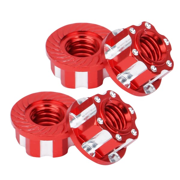 Skærmutter i aluminiumslegering til HSP Sakura D3 D4 1/10 RC-bil (4 stk, M4, rød)